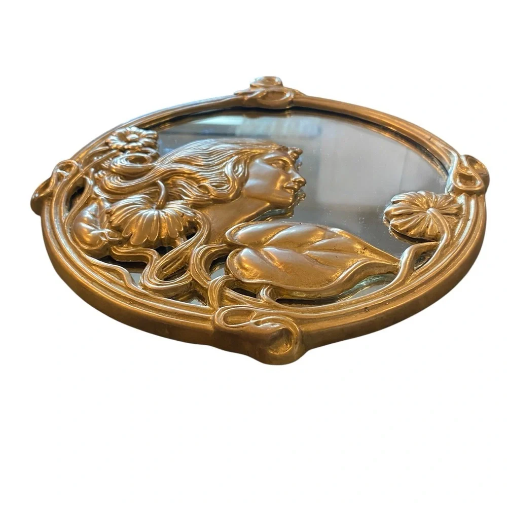 Antique / Vintage French Art Nouveau/Art Deco Lady Maiden Mirror 20s -30s
